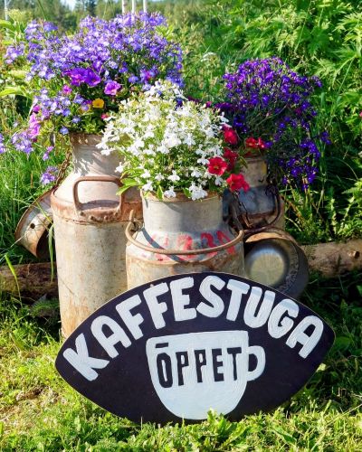 Skylt till Kaffestugan på Strömgården 1884.