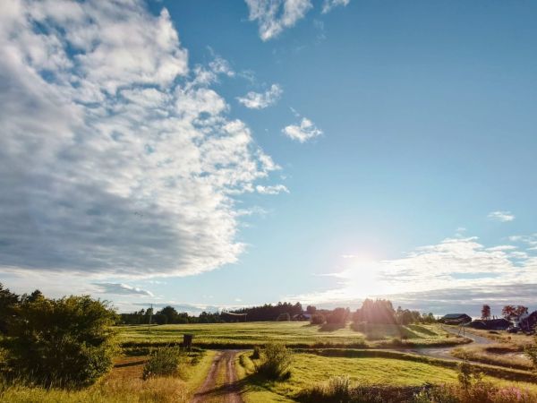 Ställplats11 Landskap och himmel ovanför ställplatser hos Strömgården 1884.